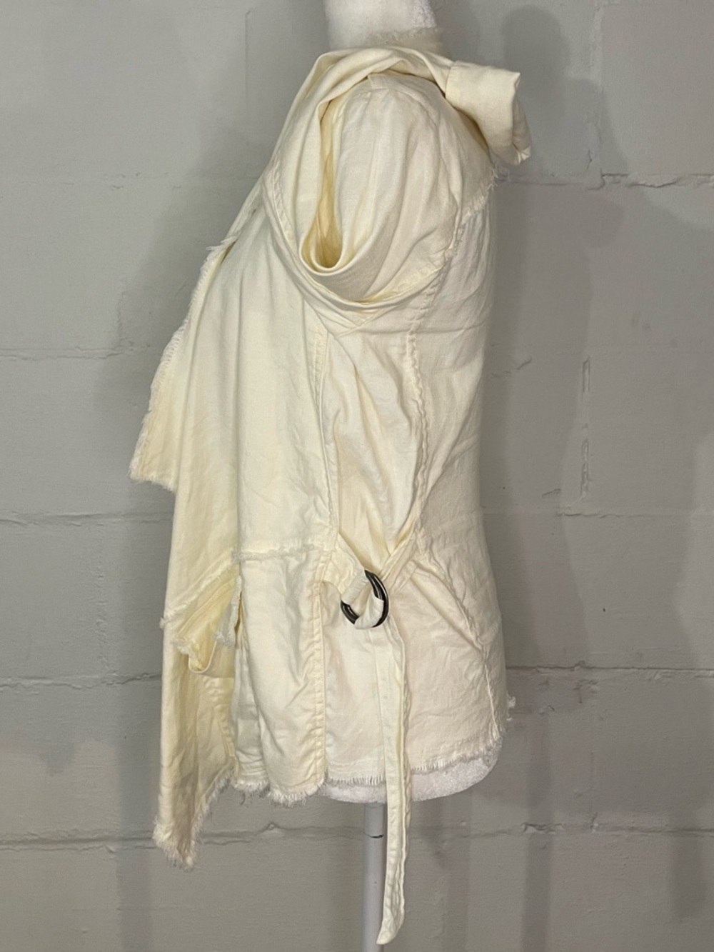 Free People Cream Frayed Open-Front Jacket - Picture 3 of 5